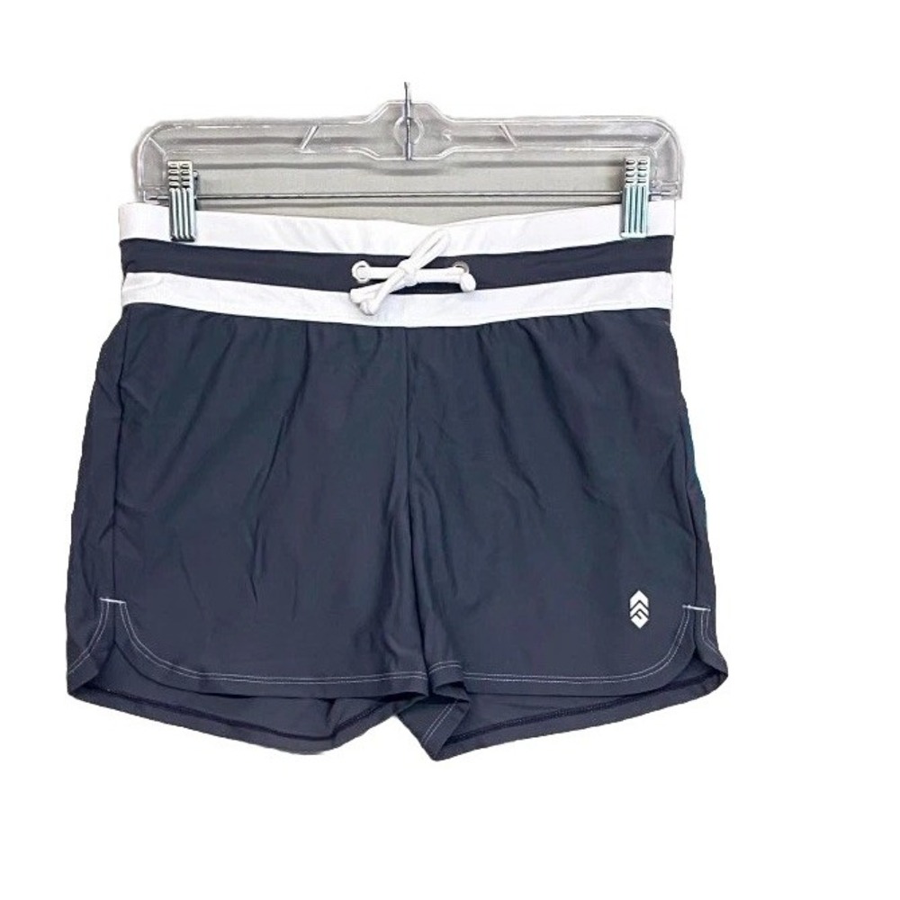 Free Country UPF 50 Swim Shorts Women Small Charcoal Gray Stretch Logo Quick Dry